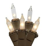 Vickerman 100 Count Light Set with Brown Wire, Mini, Clear and Frosted White by Vickerman