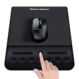 Univo Colors マウスパッド リストレスト一体型マウスパッド 245mm×170mm 疲労低減 人間工学デザイン 柔らかい素材 ストレス解放 手首置き 通気性 あり 肌に刺激なし マッサージホール付き 滑り止め(ブラック)