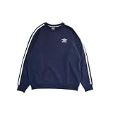 【別注/UMBRO】 2024秋冬 サイドラインクルーネックスウェット ユニセックス アンブロ 袖ライン トレーナー トップス メンズ レディース ウィメンズ 男女兼用 秋冬 裏毛 スポーツウェア カジュアル ノームコア ブロークコア 長袖 ジャージ ロゴ UM7054 (JP, アルファベット, M, ネイビー)