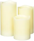 High Quality Vanilla Scented Real Wax LED Flameless Candles with Remote & Timer, Set of 3