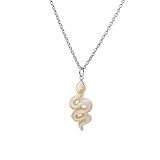 【病除けや金運に！】 白ヘビ 夜光貝 ペンダント