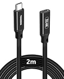 USB Type C 延長ケーブル 2m USB3.2 Gen2 20Gbps 高速データタイプCオスからメス変換 PD 240W/5A タイプc 延長コード スマートフォン/タブレット/ゲーム機/ノートパソコンのタイプｃ機種に対応 （ブラック，2m）