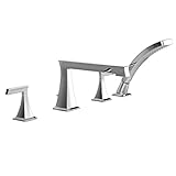 Jado 848184.150 Pyke Deck Mount Tub Filler with Personal Hand Shower, Platinum Nickel [並行輸入品]