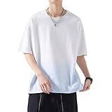 [Fasshonrida] グラデーション Tシャツ メンズ 半袖 ティーシャツ 夏服 トップス 大きいサイズ ロングtシャツ 綿100 ストレッチ カットソー オシャレ てぃーしゃつ 人気 かっこいい カジュアル 透けない tshirt men 春 夏 white×sky blue XL