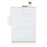 LOWYA （ロウヤ） 収納 チェスト 収納チェスト 4段 引出し5杯 サイドフック タンス 箪笥 洋服タンス 洋服収納 幅80cm ホワイト
