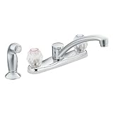 Moen 7910 Chateau Two-Handle Low Arc Kitchen Faucet with Protégé Side Spray, Chrome [並行輸入品]