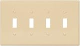 クーパー配線デバイスポリカーボネート4-gang Toggle Midサイズ壁プレート PJ4V 1