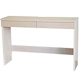 ライフスタイリングショップ 薄型木製デスク 幅110×奥行31.5cm 天然木 タモ材 オフホワイト LS-523OWH