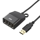 (まとめ)サンワサプライ 延長用4ポートUSB2.0ハブ(ブラックケーブル長0.6m) USB-HEX406BK【×3セット】