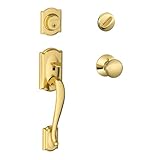 Camelot Single Cylinder Handleset and Plymouth Knob, Bright Brass (F60 CAM 605 PLY) by Schlage Lock 