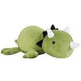 SQEQE 加重恐竜ぬいぐるみ 不安 重みのあるぬいぐるみ 重みのある恐竜ぬいぐるみ 重みのある恐竜のぬいぐるみ 重り恐竜スローピロー 子供 大人用 グリーン 9.8インチ 0.9ポンド, Small(7.8 Inch), グリーン。