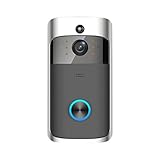 ドアベル ワイヤレス 玄関M3ワイヤレスビデオドアベルWIFIリモートインターコム検出電子ホームセキュリティHD可視モニタナイトビジョンドアホン（黒）