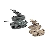 MERIGLARE 4x 1:144 組立戦車モデル 車輪付き車両モデル、4D 現代戦車モデル コレクターズアイテム 子供の誕生日プレゼントに