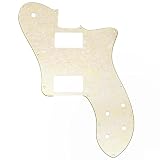 Musiclily Pro 15穴テレキャスターピックガード ワイドレンジ 2ハムマウント仕様Fender Mexican 72 Tele Deluxe エレキギター用、エイジドホワイトパール4P