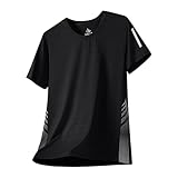 [Babsully] tシャツ 接触冷感 ストレッチ 半袖 Tシャツ メンズ アイスシルク トレーニングウェア ドライ 吸汗速乾 通気性 カットソー 丸首 快適 ゆったり トップス 無地 大きいサイズ ジム ランニング 薄手 メッシュ 軽量 ティーシャツ (2XL/ブラック1)