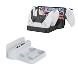 PS5用充電器ステーション、PS5ポータルコントローラー用2イン1充電ドック、リモートプレーヤー充電スタンド、タイプCプラグとケーブル2つ付き、ポータブル充電ドックステーション(ホワイト)