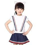 HIMOE男の子/女の子 半袖 夏用 下上セット スクール かわいい キュート 普段着 通学 入学 入園 演出 (90サイズ, 女の子)