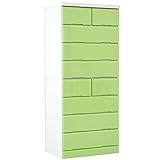 タンスのゲン 国産 鏡面タンス 完成品 幅60cm 8段 マカロン アップルグリーン 02010118 GR