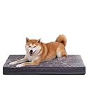 KSIIA シニア犬 ベッド 高反発 体圧分散 犬 ベッド 洗える 犬用ベッド 防水 ペットベッド 犬 クッション 四角形 高齢犬 ケージ用 通気性いい 取り外せるカバー 滑り止め 小型犬 中型犬 大型犬 老犬 子犬 猫 冬 L 88×55×8cm グレー