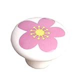 3のセット[ピンク花]セラミック子供用/大人用引き出し/キャビネットハンドル/ Pulls 1.51 "