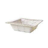 定番バスケット　PEカゴ　角タイプ　フチ付き鉢カバー　白　2-3004