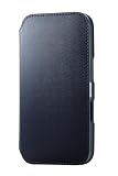 エレコム iPhone 16 ケース カバー 手帳型 ソフトレザー 磁石付き カードポケット×2 スタンド機能 ストラップホール付き ワイヤレス充電対応 4つ角エアークッション NEUTZ ネイビー PM-A24APLFY2NV