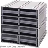 Quantum QIC-64BL Interlocking Gray Storage Cabinet with 6 Blue Drawers, 11.38-Inch by 11-3/4-Inch by