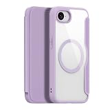 【SkinX Pro Series】iPhone 17e / iphone 16e 兼用 ケース 手帳型ケース MagSafe対応 カード収納 ワイヤレス充電対応 マグネット式 超薄型 軽量 高級PUレザー 背面クリア 耐衝撃 全面保護(17e/16e兼用、パープル)