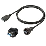 Entaniya USB Type-A 3.0 防水ケーブル・パネルマウントコネクタセット（ケーブル1m）防水防塵IP67【C008】