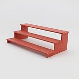 カラー木製ひな壇 3段 選べる5色 ディスプレイ グッズ コレクション 小物 アクリル 缶 フィギュア MDF 展示台 レッド