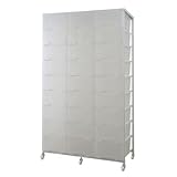 大量収納プラスチックチェスト 3列×9段 ホワイト色 NJ-0385