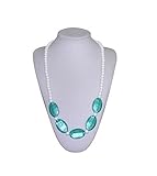 BiXonTM Baby Silicon Teething Necklace Large Flat Oval Beads Metallic Turquoise [並行輸入品]