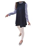 Spinas(スピナス) 産前から産後まで マタニティ ストライプ柄×無地切替 スタンドネック ゆったり チュニック ワンピース