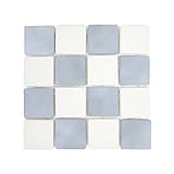 パステルチェックペーバー 35角 ブルーホワイト 4枚セット