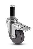 Shepherd Institutional Series 4 Diameter Soft Rubber Wheel Total Lock Caster Expanding Stem 165 lbs 