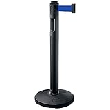 スガツネ工業 屋外用ベルトパーティション 支柱:ブラック ベルト:ブルー ベース:再生ゴムタイプ(注水不要) 80-5000R-BK-BL