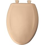Elongated Closed Front Plastic Toilet Seat with Cover Easy Clean Peach Bisque [並行輸入品]