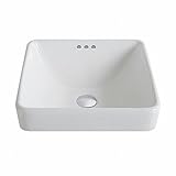 Kraus KCR-281 Modern Elavo Ceramic Square Semi-Recessed Bathroom Sink with Overflow, White by Kraus