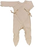 yuga☆足つきガーゼロンパース 生成り 70cm オーガニックコットン100% ベビー 服 男の子 女の子 兼用 足つきロンパース 出産祝い プレゼント 綿100% おもてなし賞受賞!