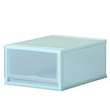 日本製 カラフル 収納ケース 収納チェスト PLUST MILKY （プラスト ミルキー） PH3401 (34cm幅 1段, クリア×ブルー)