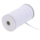 Neutral Zenith ゴム紐 スニーカー ズボン ウエスト 裁縫 手芸 工作 手作り 縫製 弾性バンド (ホワイト, 幅6mm×長さ100m)