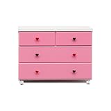 アルファタカバ ベビータンスシリーズ ブロッサムキャスター付きチェスト 80cm幅3段 ピンク(ハートカラフル)