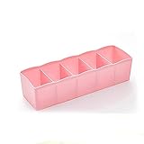 収納ボックス、ワンセットで5点セットあり、引き出しタイプ、多機能、プラスチック製クローゼット、アンダーウェア、ソックス、ネクタイ、化粧品用収納ケース (5 Grids, ピンク)