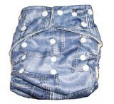 Bamboo Pocket Snaps Cloth Diaper/ Nappy - OS - Jeans Prints (Includes 2 Inserts) by BubuBibi [並行輸入品]