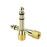 ステレオミニプラグ 6.5mm（オス） to 3.5mm（メス） 変換アダプタ オーディオケーブル 3極 金メッキ ギター本 スピーカー台 MP3 MP4 ノートなどの対応（2個）