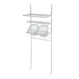 突っ張りランドリーラック　　ホワイト　Ｂ／棚２段＋バスケット２個