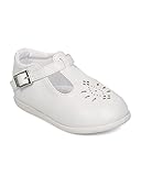 Aadi fk92 Leatherette Round Toe Perforated Tストラップフラット(幼児女の子/幼児ガールズ) – ホワイト カラー: ホワイト
