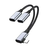 【2in1】Type-C L型インタフェース-C型イヤホン変換ケーブルType-CイヤホンジャックUSB C PD急速充電アダプター音声通話/音量調節/音楽イヤホン二股高耐久ナイロン編み接続ケーブル対応 i-Pad Air 2020/i-Pad Pro/pixel 5/4/3 a/3 XL/2 XL/Type-Cポートの機器ALLVD
