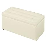 スツール ベンチ 収納 ボックス 足置き 完成品 オットマン 物入れ 幅77×高さ37cm ファブリック ホワイト