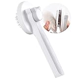 PHOENIVER 【獣医監修】猫ブラシ 犬ブラシ 猫くし 犬くし ペットブラシ 猫グッズ 毛取り 長毛 短毛 ブラッシング マッサージ ワンプッシュ毛取 (グレー)